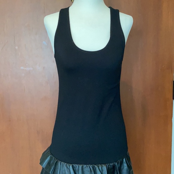 Theory Black Tie Dress with Leather - NEW - Picture 4 of 12